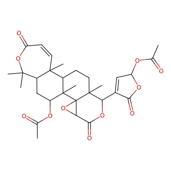 2D Structure of [7-(2-acetyloxy-5-oxo-2H-furan-4-yl)-1,8,12,17,17-pentamethyl-5,15-dioxo-3,6,16-trioxapentacyclo[9.9.0.02,4.02,8.012,18]icos-13-en-20-yl] acetate