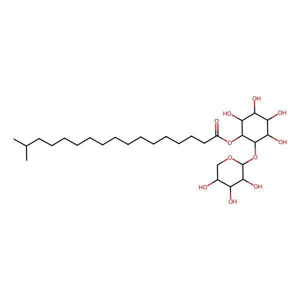 2D Structure of [(1R,2S,3S,4R,5S,6R)-2,3,4,5-tetrahydroxy-6-[(2S,3R,4S,5R)-3,4,5-trihydroxyoxan-2-yl]oxycyclohexyl] 16-methylheptadecanoate