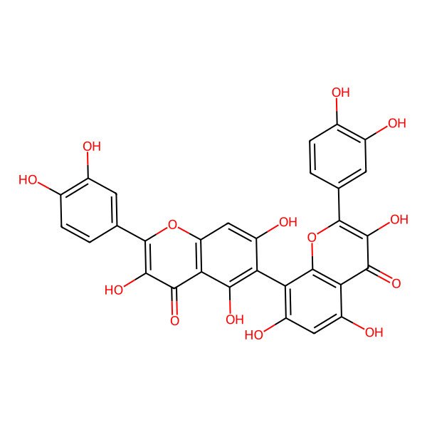 2D Structure of 2-(3,4-Dihydroxyphenyl)-8-[2-(3,4-dihydroxyphenyl)-3,5,7-trihydroxy-4-oxochromen-6-yl]-3,5,7-trihydroxychromen-4-one
