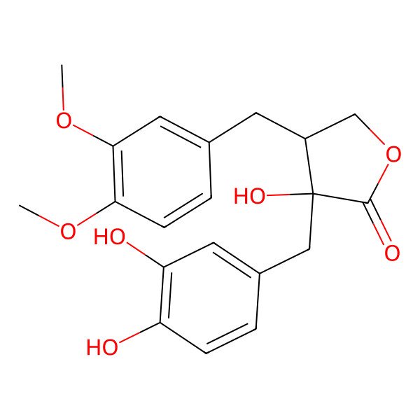 2D Structure of (3S,4S)-3-[(3,4-dihydroxyphenyl)methyl]-4-[(3,4-dimethoxyphenyl)methyl]-3-hydroxy-tetrahydrofuran-2-one