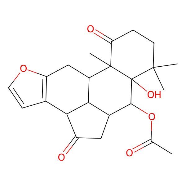 2D Structure of [(1S,8S,11R,12S,13R,18R,19S)-13-hydroxy-14,14,18-trimethyl-9,17-dioxo-4-oxapentacyclo[9.7.1.03,7.08,19.013,18]nonadeca-3(7),5-dien-12-yl] acetate