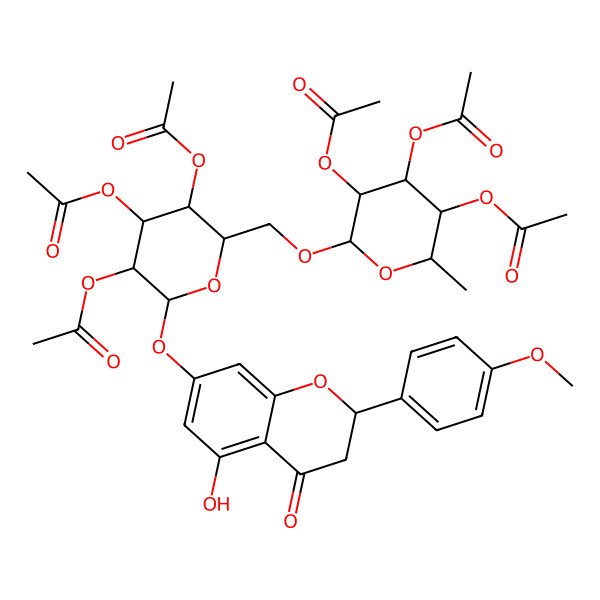 2D Structure of [4,5-Diacetyloxy-2-methyl-6-[[3,4,5-triacetyloxy-6-[[5-hydroxy-2-(4-methoxyphenyl)-4-oxo-2,3-dihydrochromen-7-yl]oxy]oxan-2-yl]methoxy]oxan-3-yl] acetate