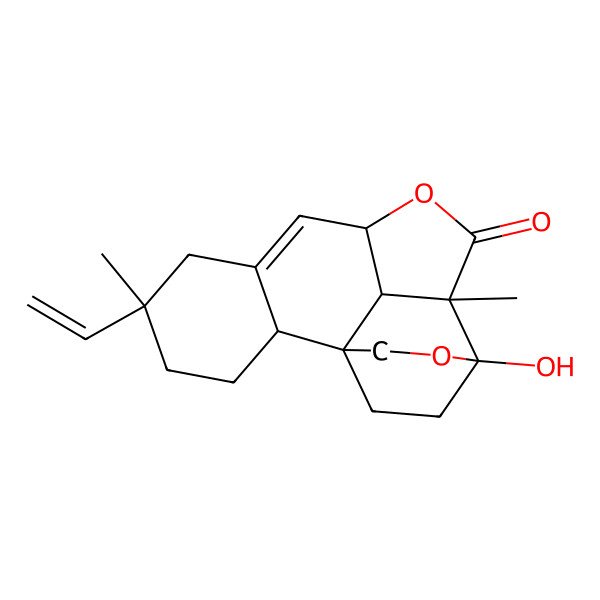 2D Structure of (1S,2R,5R,9R,12R,13S,18R)-5-Ethenyl-13-hydroxy-5,12-dimethyl-10,14-dioxapentacyclo[11.2.2.11,9.02,7.012,18]octadec-7-en-11-one