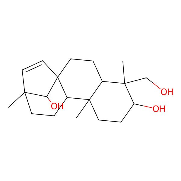 2D Structure of (1R,4S,5S,6R,9S,10S,13R,16S)-5-(hydroxymethyl)-5,9,13-trimethyltetracyclo[11.2.1.01,10.04,9]hexadec-14-ene-6,16-diol