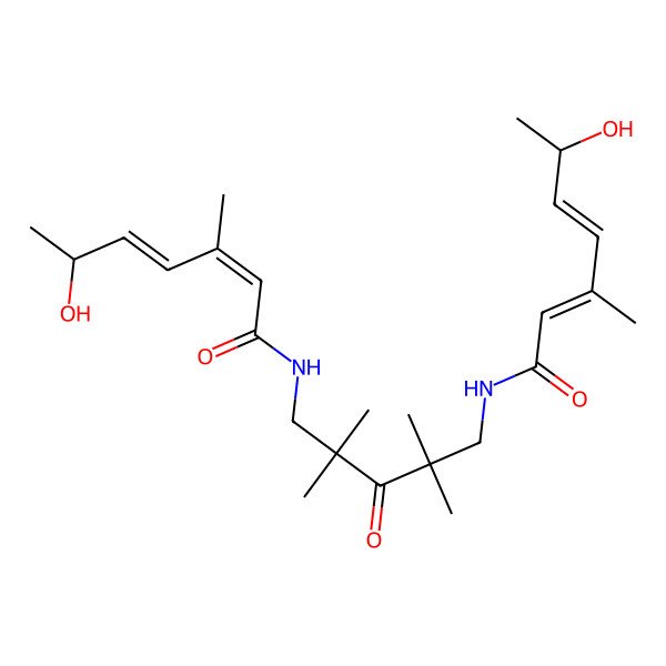 2D Structure of 6-hydroxy-N-[5-[(6-hydroxy-3-methylhepta-2,4-dienoyl)amino]-2,2,4,4-tetramethyl-3-oxopentyl]-3-methylhepta-2,4-dienamide
