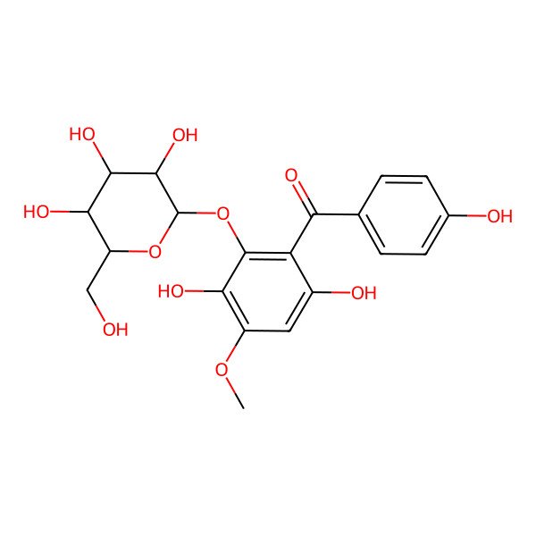 2D Structure of [3,6-dihydroxy-4-methoxy-2-[(2R,3S,5S)-3,4,5-trihydroxy-6-(hydroxymethyl)oxan-2-yl]oxyphenyl]-(4-hydroxyphenyl)methanone