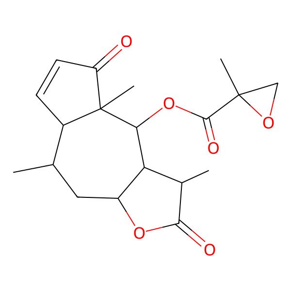 2D Structure of [(1S,3aR,5R,5aR,8aR,9S,9aR)-1,5,8a-trimethyl-2,8-dioxo-3a,4,5,5a,9,9a-hexahydro-1H-azuleno[6,5-b]furan-9-yl] (2S)-2-methyloxirane-2-carboxylate