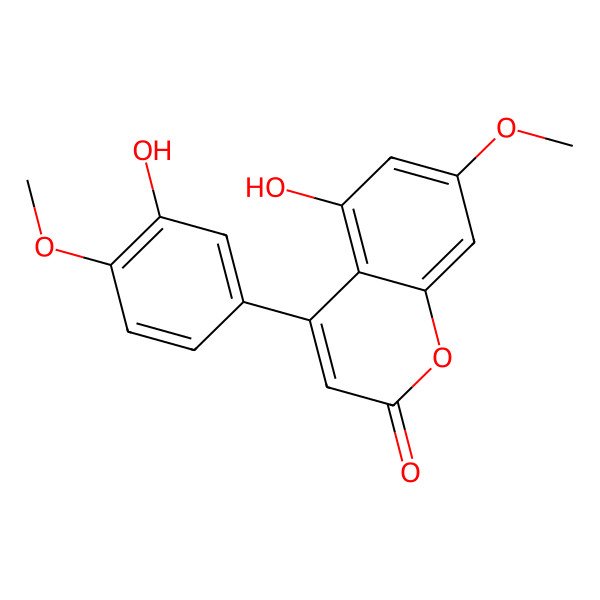 2D Structure of 5,3'-Dihydroxy-7,4'-dimethoxy-4-phenylcoumarin