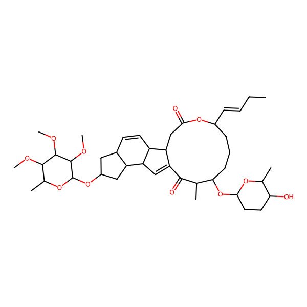 2D Structure of 19-But-1-enyl-15-(5-hydroxy-6-methyloxan-2-yl)oxy-14-methyl-7-(3,4,5-trimethoxy-6-methyloxan-2-yl)oxy-20-oxatetracyclo[10.10.0.02,10.05,9]docosa-3,11-diene-13,21-dione