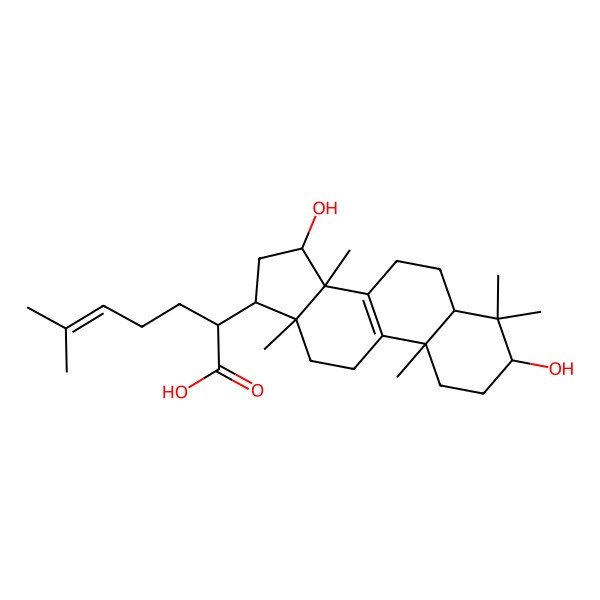 2D Structure of 2-(3,15-dihydroxy-4,4,10,13,14-pentamethyl-2,3,5,6,7,11,12,15,16,17-decahydro-1H-cyclopenta[a]phenanthren-17-yl)-6-methylhept-5-enoic acid