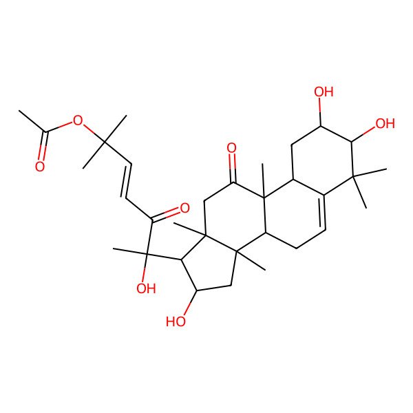 2D Structure of [6-Hydroxy-2-methyl-5-oxo-6-(2,3,16-trihydroxy-4,4,9,13,14-pentamethyl-11-oxo-1,2,3,7,8,10,12,15,16,17-decahydrocyclopenta[a]phenanthren-17-yl)hept-3-en-2-yl] acetate