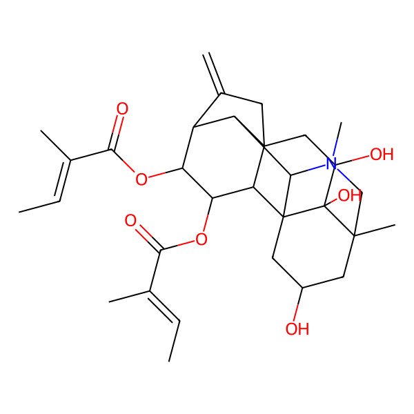 2D Structure of [(1S,3S,4S,5S,7S,9S,15R,16S,17R)-3,4,7-trihydroxy-9,11-dimethyl-16-[(E)-2-methylbut-2-enoyl]oxy-19-methylidene-11-azahexacyclo[12.3.2.01,13.04,9.05,12.05,17]nonadecan-15-yl] (E)-2-methylbut-2-enoate