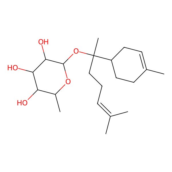 2D Structure of (2R,3R,4S,5R,6S)-2-methyl-6-[(2R)-6-methyl-2-[(1S)-4-methylcyclohex-3-en-1-yl]hept-5-en-2-yl]oxyoxane-3,4,5-triol