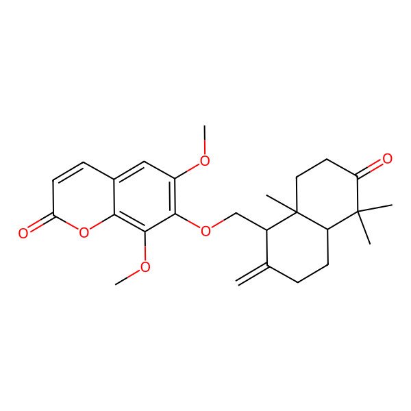 2D Structure of 7-[(5,5,8a-Trimethyl-2-methylene-6-oxodecahydro-1-naphthalenyl)methoxy]-6,8-dimethoxy-2H-chromen-2-one