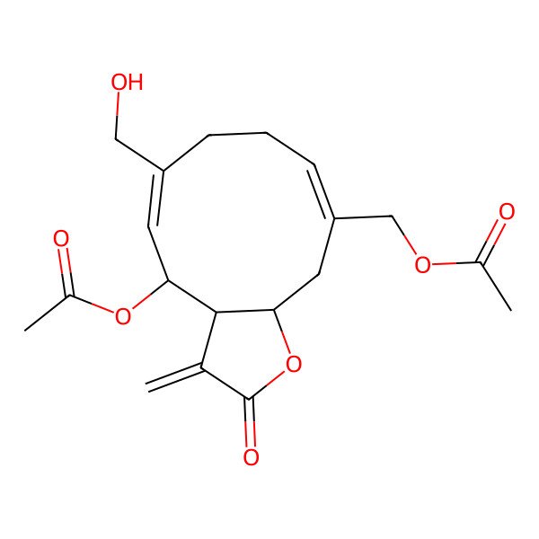 2D Structure of [4-Acetyloxy-6-(hydroxymethyl)-3-methylidene-2-oxo-3a,4,7,8,11,11a-hexahydrocyclodeca[b]furan-10-yl]methyl acetate