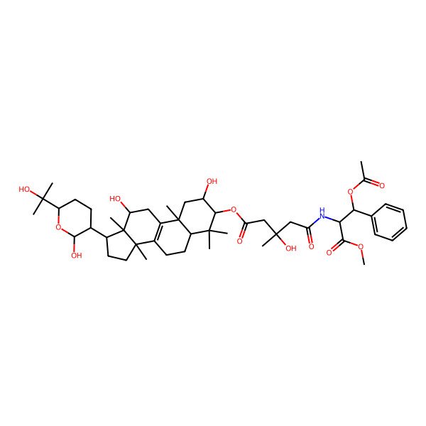 2D Structure of [2,12-dihydroxy-17-[2-hydroxy-6-(2-hydroxypropan-2-yl)oxan-3-yl]-4,4,10,13,14-pentamethyl-2,3,5,6,7,11,12,15,16,17-decahydro-1H-cyclopenta[a]phenanthren-3-yl] 5-[(1-acetyloxy-3-methoxy-3-oxo-1-phenylpropan-2-yl)amino]-3-hydroxy-3-methyl-5-oxopentanoate