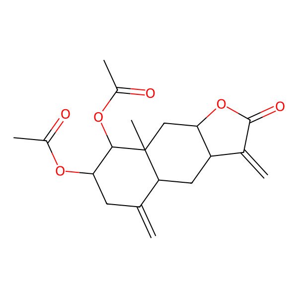2D Structure of (8-Acetyloxy-8a-methyl-3,5-dimethylidene-2-oxo-3a,4,4a,6,7,8,9,9a-octahydrobenzo[f][1]benzofuran-7-yl) acetate