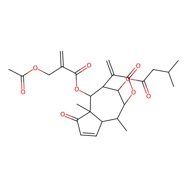 2D Structure of [2-[2-(Acetyloxymethyl)prop-2-enoyloxy]-3,8-dimethyl-12-methylidene-4,11-dioxo-10-oxatricyclo[7.3.1.03,7]tridec-5-en-13-yl] 3-methylbutanoate