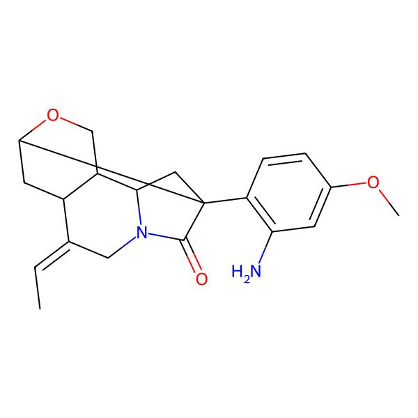 2D Structure of (1R,3R,4Z,8S,10S,11S)-8-(2-amino-4-methoxyphenyl)-4-ethylidene-13-oxa-6-azatetracyclo[6.5.0.03,11.06,10]tridecan-7-one