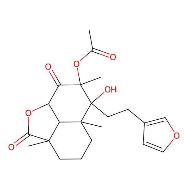 2D Structure of [(1S,4S,8S,9S,10R,12R)-9-[2-(furan-3-yl)ethyl]-9-hydroxy-4,8,10-trimethyl-3,11-dioxo-2-oxatricyclo[6.3.1.04,12]dodecan-10-yl] acetate