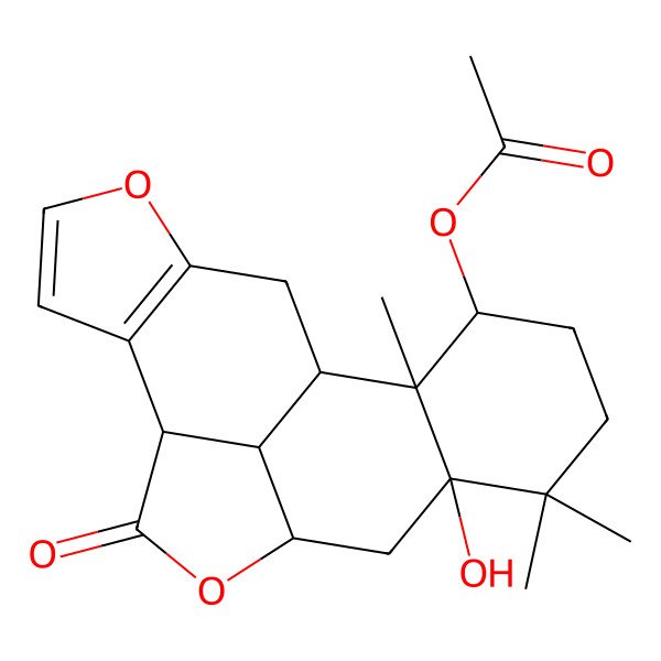 2D Structure of [(1S,8R,11R,13R,18S,19S)-13-hydroxy-14,14,18-trimethyl-9-oxo-4,10-dioxapentacyclo[9.7.1.03,7.08,19.013,18]nonadeca-3(7),5-dien-17-yl] acetate