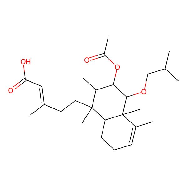 2D Structure of 5-[3-Acetyloxy-1,2,4a,5-tetramethyl-4-(2-methylpropoxy)-2,3,4,7,8,8a-hexahydronaphthalen-1-yl]-3-methylpent-2-enoic acid
