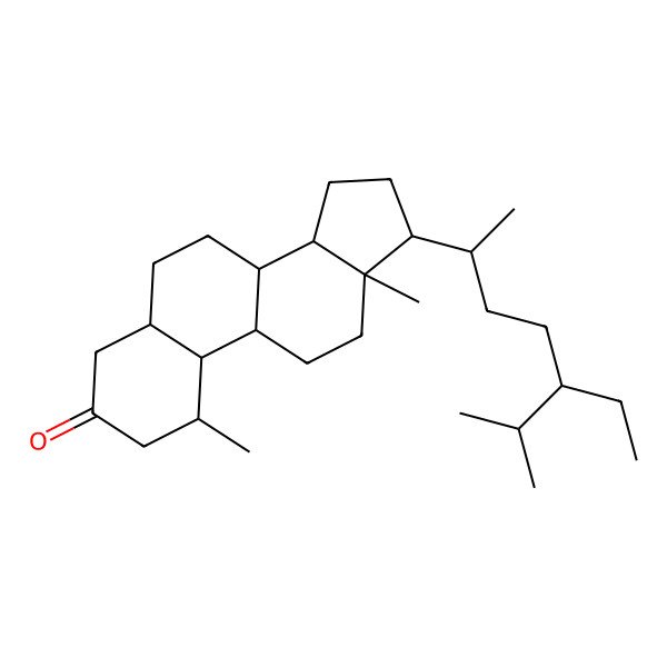 2D Structure of (1R,5S,8R,9S,10S,13R,14S,17R)-17-[(2R,5R)-5-ethyl-6-methylheptan-2-yl]-1,13-dimethyl-2,4,5,6,7,8,9,10,11,12,14,15,16,17-tetradecahydro-1H-cyclopenta[a]phenanthren-3-one