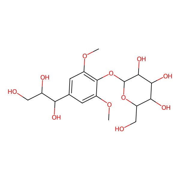 2D Structure of (2S,3R,4S,5S,6R)-2-[2,6-dimethoxy-4-[(1R,2R)-1,2,3-trihydroxypropyl]phenoxy]-6-(hydroxymethyl)oxane-3,4,5-triol