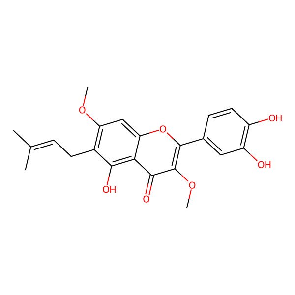 2D Structure of 5,3',4'-Trihydroxy-3,7-dimethoxy-6-prenylflavone