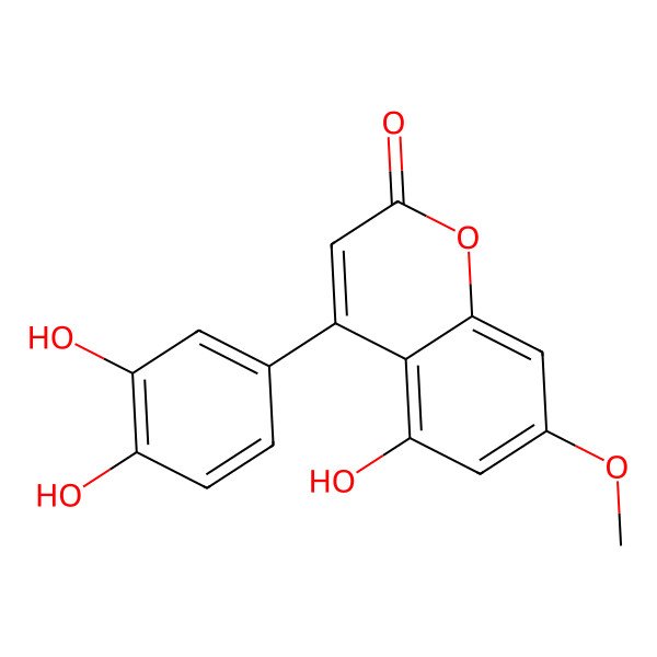 2D Structure of 5,3',4'-Trihydroxy-7-methoxy-4-phenylcoumarin 2D Structure of 5,3',4'-Trihydroxy-7-methoxy-4-phenylcoumarin