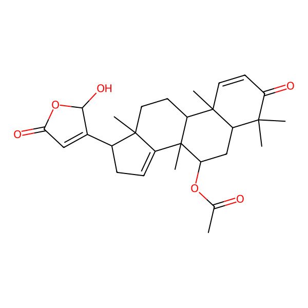 2D Structure of [(5S,7R,8R,9R,10R,13R,17R)-17-[(2S)-2-hydroxy-5-oxo-2H-furan-3-yl]-4,4,8,10,13-pentamethyl-3-oxo-5,6,7,9,11,12,16,17-octahydrocyclopenta[a]phenanthren-7-yl] acetate