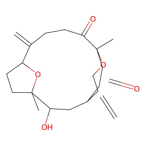 2D Structure of (1R,3S,4R,7S,12R)-3-hydroxy-4,12-dimethyl-8,15-dimethylidene-13,18-dioxatricyclo[10.3.2.14,7]octadecane-11,14-dione
