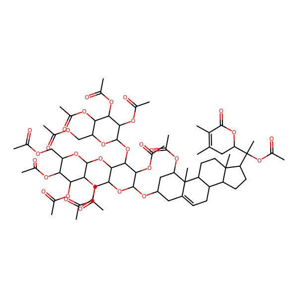 2D Structure of [(2R,3R,4S,5R,6R)-5-acetyloxy-6-[[(1S,3R,8S,9S,10R,13S,14S,17S)-1-acetyloxy-17-[(1R)-1-acetyloxy-1-[(2R)-4,5-dimethyl-6-oxo-2,3-dihydropyran-2-yl]ethyl]-10,13-dimethyl-2,3,4,7,8,9,11,12,14,15,16,17-dodecahydro-1H-cyclopenta[a]phenanthren-3-yl]oxy]-3,4-bis[[(2S,3R,4S,5R,6R)-3,4,5-triacetyloxy-6-(acetyloxymethyl)oxan-2-yl]oxy]oxan-2-yl]methyl acetate