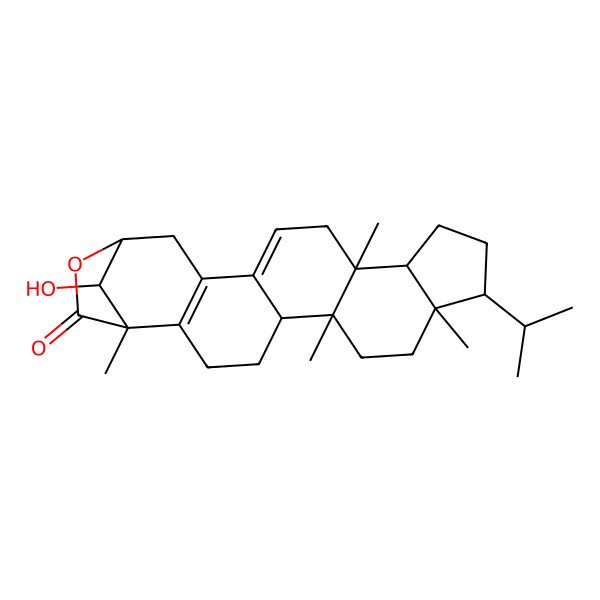 2D Structure of 23-Hydroxy-1,6,9,14-tetramethyl-10-propan-2-yl-21-oxahexacyclo[18.2.1.02,18.05,17.06,14.09,13]tricosa-2(18),16-dien-22-one