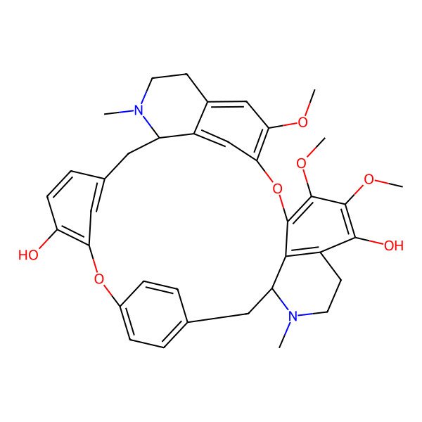 2D Structure of 20,21,25-Trimethoxy-15,30-dimethyl-8,23-dioxa-15,30-diazaheptacyclo[22.6.2.29,12.13,7.114,18.027,31.022,33]hexatriaconta-3(36),4,6,9(35),10,12(34),18(33),19,21,24,26,31-dodecaene-6,19-diol