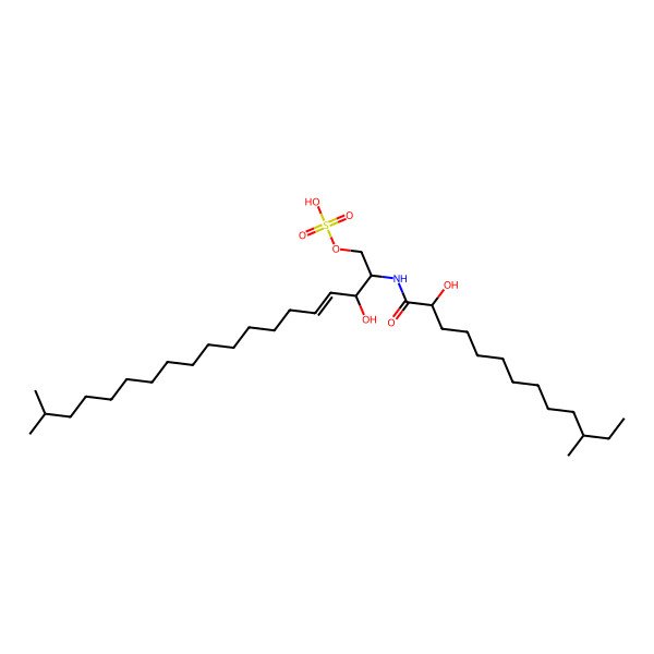 2D Structure of [(E,2S,3R)-3-hydroxy-2-[[(2R)-2-hydroxy-11-methyltridecanoyl]amino]-18-methylnonadec-4-enyl] hydrogen sulfate