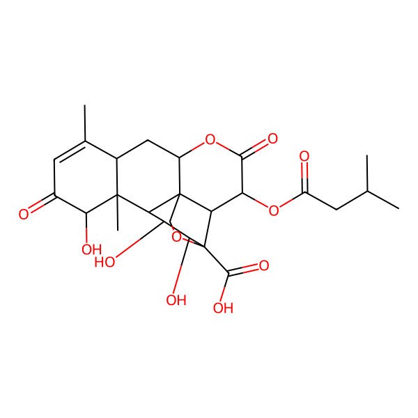 2D Structure of 12,15,16-Trihydroxy-9,13-dimethyl-3-(3-methylbutanoyloxy)-4,11-dioxo-5,18-dioxapentacyclo[12.5.0.01,6.02,17.08,13]nonadec-9-ene-17-carboxylic acid