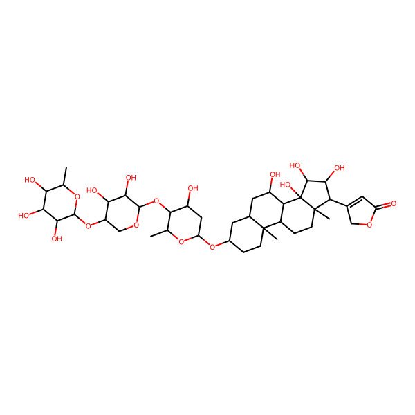 2D Structure of 3-[(3S,5S,7S,8S,9S,10S,13R,14S,15R,16S,17R)-3-[(2R,4S,5S,6R)-5-[(2S,3R,4R,5R)-3,4-dihydroxy-5-[(2S,3R,4R,5R,6S)-3,4,5-trihydroxy-6-methyloxan-2-yl]oxyoxan-2-yl]oxy-4-hydroxy-6-methyloxan-2-yl]oxy-7,14,15,16-tetrahydroxy-10,13-dimethyl-1,2,3,4,5,6,7,8,9,11,12,15,16,17-tetradecahydrocyclopenta[a]phenanthren-17-yl]-2H-furan-5-one