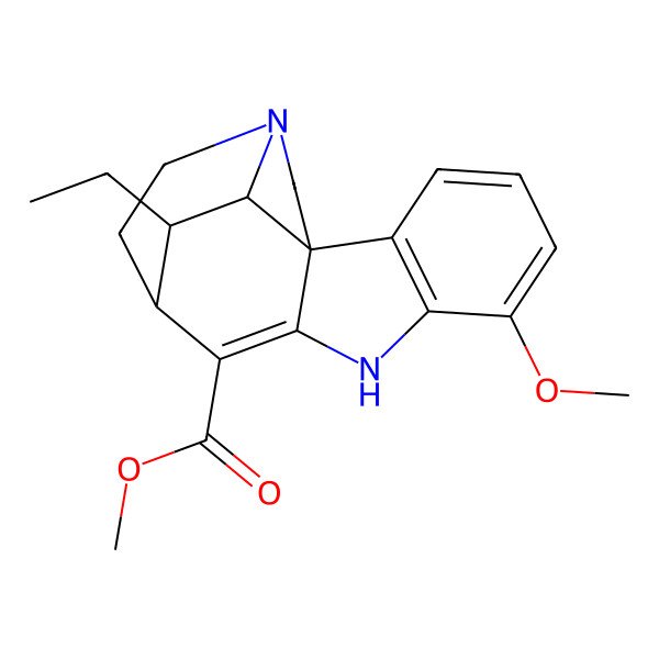 2D Structure of methyl (1S,11S,17R,18R)-18-ethyl-6-methoxy-8,14-diazapentacyclo[9.5.2.01,9.02,7.014,17]octadeca-2(7),3,5,9-tetraene-10-carboxylate