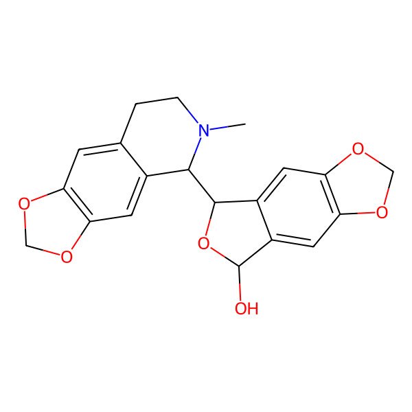 2D Structure of 5-(6-methyl-7,8-dihydro-5H-[1,3]dioxolo[4,5-g]isoquinolin-5-yl)-5,7-dihydrofuro[3,4-f][1,3]benzodioxol-7-ol
