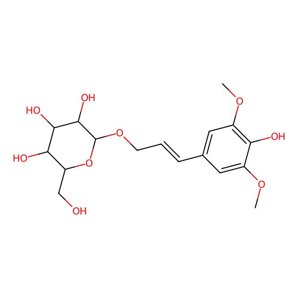 2D Structure of (2S,3R,4S,5S,6R)-2-[(E)-3-(4-hydroxy-3,5-dimethoxyphenyl)prop-2-enoxy]-6-(hydroxymethyl)oxane-3,4,5-triol