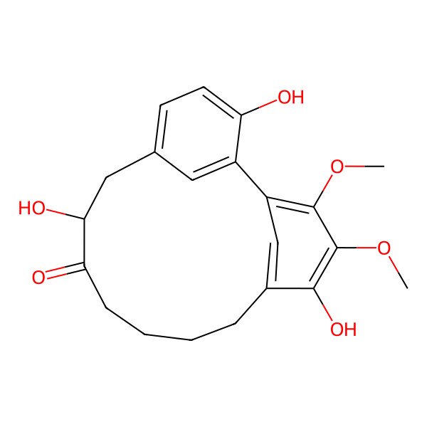 2D Structure of (8S)-3,8,15-trihydroxy-16,17-dimethoxytricyclo[12.3.1.12,6]nonadeca-1(17),2,4,6(19),14(18),15-hexaen-9-one