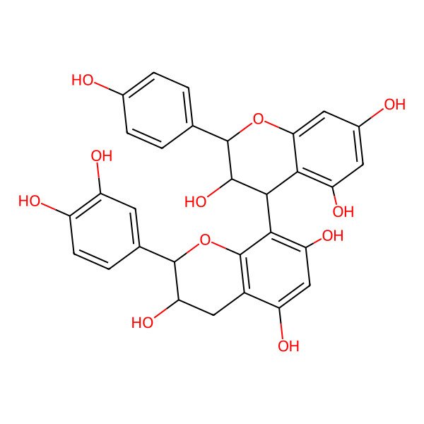 2D Structure of 2-(3,4-dihydroxyphenyl)-8-[3,5,7-trihydroxy-2-(4-hydroxyphenyl)-3,4-dihydro-2H-chromen-4-yl]-3,4-dihydro-2H-chromene-3,5,7-triol