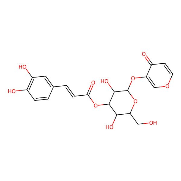 2D Structure of [3,5-Dihydroxy-2-(hydroxymethyl)-6-(4-oxopyran-3-yl)oxyoxan-4-yl] 3-(3,4-dihydroxyphenyl)prop-2-enoate