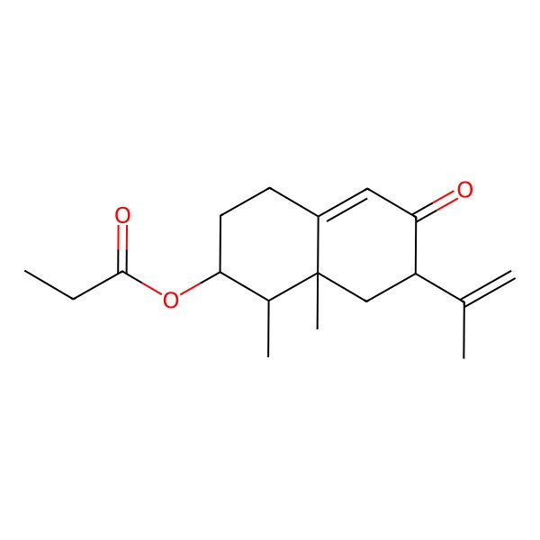 2D Structure of [(1R,2R,7S,8aR)-1,8a-dimethyl-6-oxo-7-prop-1-en-2-yl-1,2,3,4,7,8-hexahydronaphthalen-2-yl] propanoate