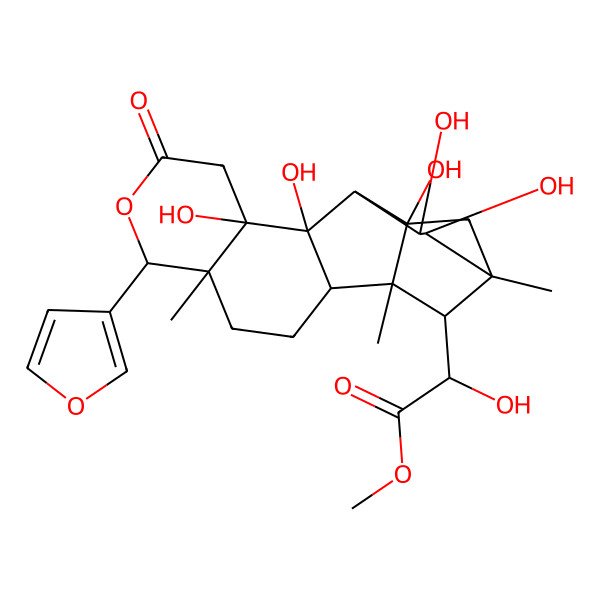 2D Structure of methyl (2R)-2-[(1S,2S,5S,6S,10R,11S,12S,13R,14R,15R,17S,18S)-6-(furan-3-yl)-10,11,13,14,17-pentahydroxy-1,5,15-trimethyl-8-oxo-7-oxapentacyclo[13.2.1.02,11.05,10.012,17]octadecan-18-yl]-2-hydroxyacetate
