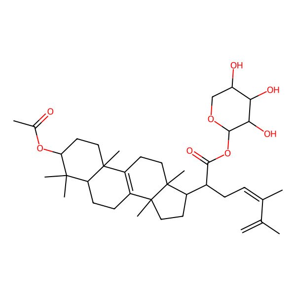 2D Structure of (3,4,5-trihydroxyoxan-2-yl) 2-(3-acetyloxy-4,4,10,13,14-pentamethyl-2,3,5,6,7,11,12,15,16,17-decahydro-1H-cyclopenta[a]phenanthren-17-yl)-5,6-dimethylhepta-4,6-dienoate