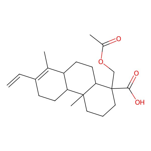 2D Structure of (1S,4aR,4bS,8aR,10aR)-1-(acetyloxymethyl)-7-ethenyl-4a,8-dimethyl-2,3,4,4b,5,6,8a,9,10,10a-decahydrophenanthrene-1-carboxylic acid