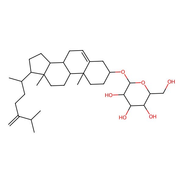 2D Structure of 2-[[10,13-dimethyl-17-(6-methyl-5-methylideneheptan-2-yl)-2,3,4,7,8,9,11,12,14,15,16,17-dodecahydro-1H-cyclopenta[a]phenanthren-3-yl]oxy]-6-(hydroxymethyl)oxane-3,4,5-triol