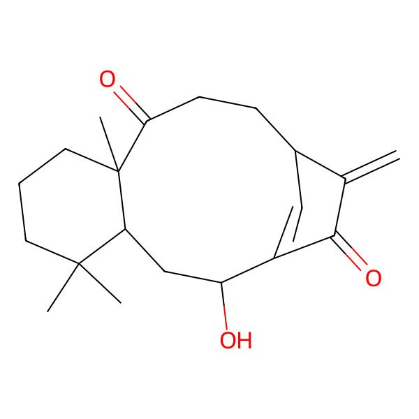 2D Structure of (2R,4R,9R,13R)-2-hydroxy-5,5,9-trimethyl-14-methylidenetricyclo[11.2.1.04,9]hexadec-1(16)-ene-10,15-dione